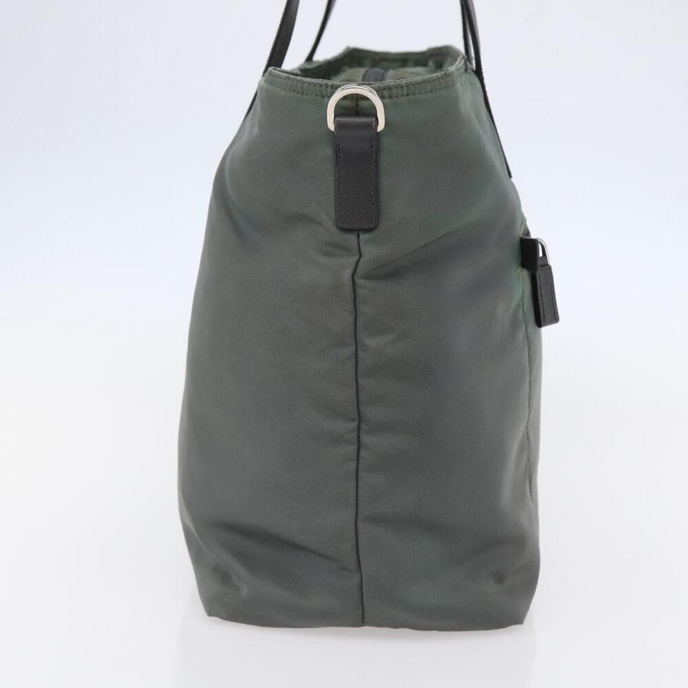 PRADA Tote Bag Nylon Khaki Silver Auth 146817 - Picture 3 of 16